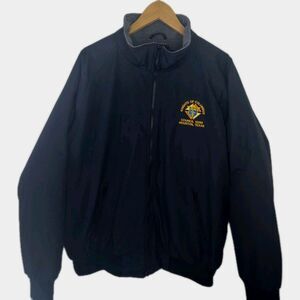 Men's Vintage Knights Of Columbus Eastbay  L Fleece Lined  Black Jacket Full Zip